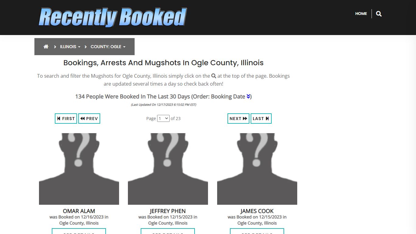 Recent bookings, Arrests, Mugshots in Ogle County, Illinois