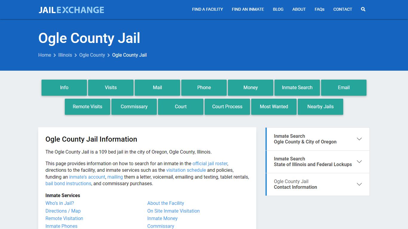 Ogle County Jail, IL Inmate Search, Information